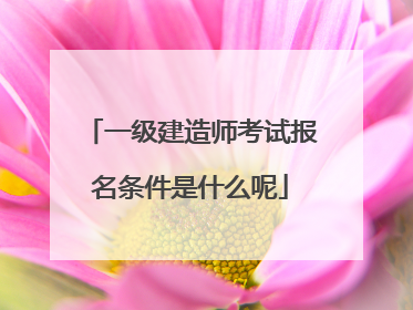 一级建造师考试报名条件是什么呢