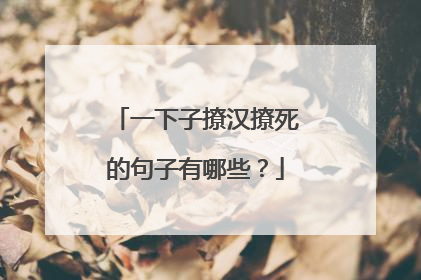 一下子撩汉撩死的句子有哪些?