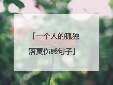 一个人的孤独落寞伤感句子
