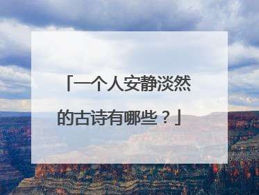 一个人安静淡然的古诗有哪些？