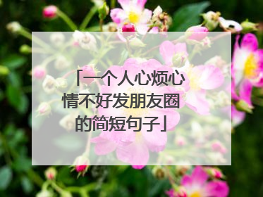 一个人心烦心情不好发朋友圈的简短句子