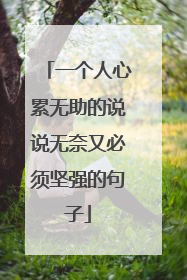 一个人心累无助的说说无奈又必须坚强的句子
