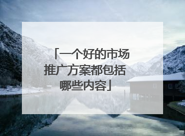 一个好的市场推广方案都包括哪些内容