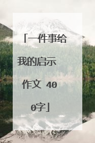 一件事给我的启示 作文 400字