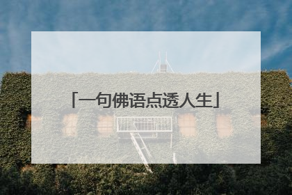 一句佛语点透人生