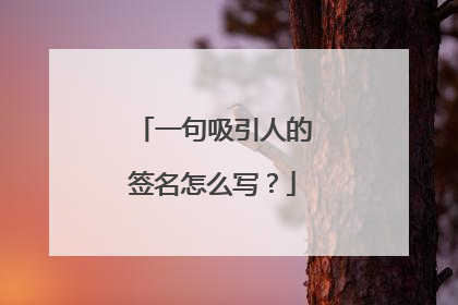 一句吸引人的签名怎么写？