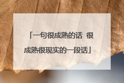 一句很成熟的话 很成熟很现实的一段话