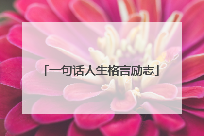 一句话人生格言励志
