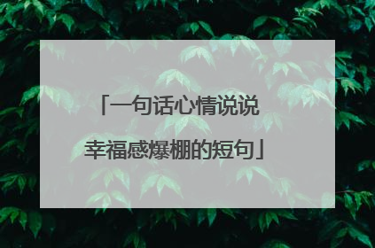 一句话心情说说 幸福感爆棚的短句