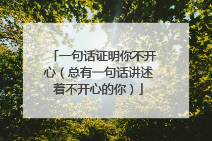 一句话证明你不开心(总有一句话讲述着不开心的你)