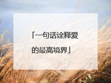 一句话诠释爱的最高境界