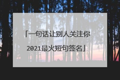 一句话让别人关注你 2021最火短句签名
