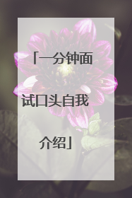 一分钟面试口头自我介绍