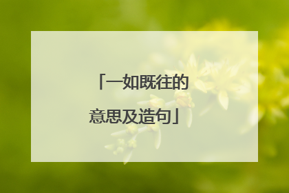 一如既往的意思及造句