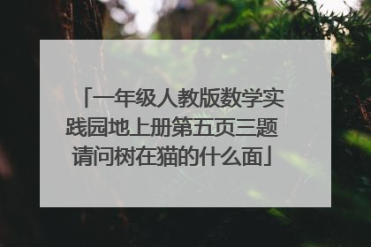 一年级人教版数学实践园地上册第五页三题请问树在猫的什么面