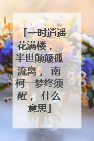 一时逍遥花满楼， 半世颠簸孤流离， 南柯一梦终须醒， 什么意思