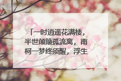 一时逍遥花满楼, 半世颠簸孤流离, 南柯一梦终须醒, 浮生若梦皆是空。是什么