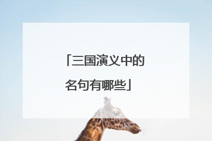 三国演义中的名句有哪些