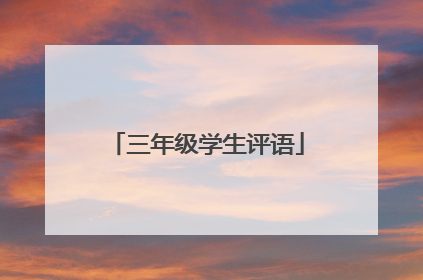 三年级学生评语
