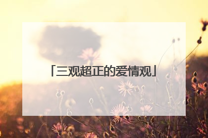 三观超正的爱情观