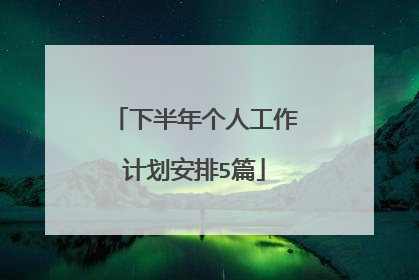 下半年个人工作计划安排5篇