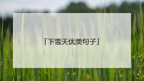 下雪天优美句子