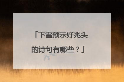 下雪预示好兆头的诗句有哪些？
