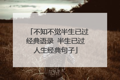 不知不觉半生已过经典语录 半生已过人生经典句子