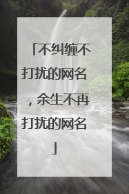 不纠缠不打扰的网名，余生不再打扰的网名