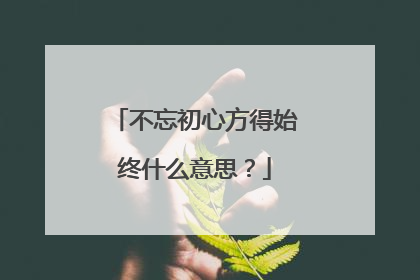 不忘初心方得始终什么意思？