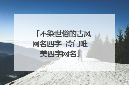 不染世俗的古风网名四字 冷门唯美四字网名