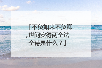 不负如来不负卿,世间安得两全法全诗是什么?