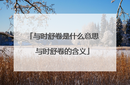 与时舒卷是什么意思 与时舒卷的含义