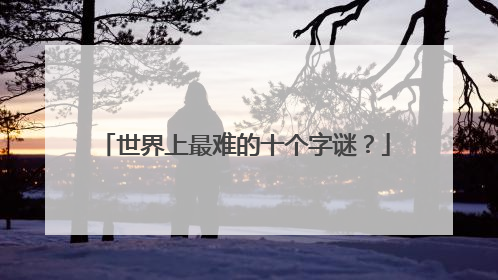 世界上最难的十个字谜?