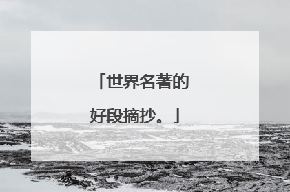 世界名著的好段摘抄。