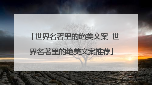 世界名著里的绝美文案 世界名著里的绝美文案推荐