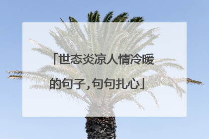 世态炎凉人情冷暖的句子,句句扎心