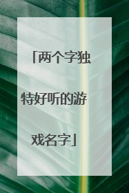 两个字独特好听的游戏名字