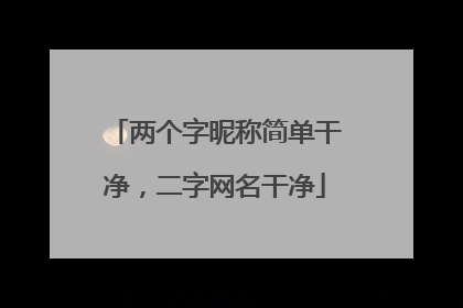 两个字昵称简单干净，二字网名干净