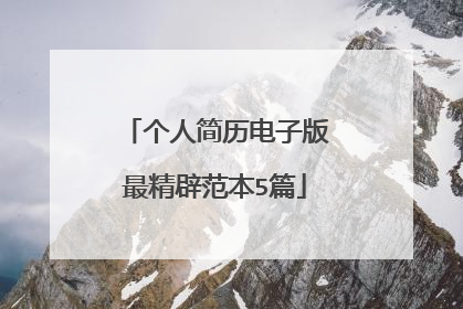 个人简历电子版最精辟范本5篇