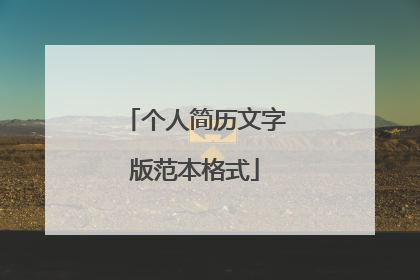个人简历文字版范本格式