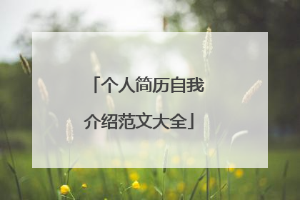 个人简历自我介绍范文大全