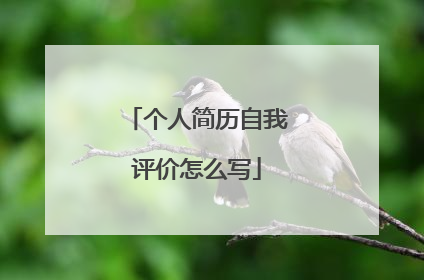 个人简历自我评价怎么写