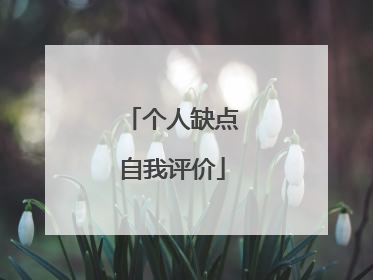 个人缺点自我评价