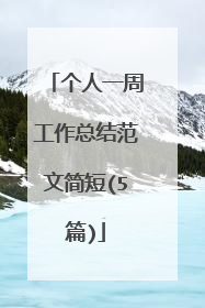 个人一周工作总结范文简短(5篇)