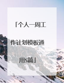 个人一周工作计划模板通用5篇