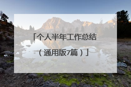 个人半年工作总结（通用版7篇）