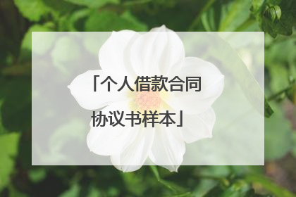 个人借款合同协议书样本
