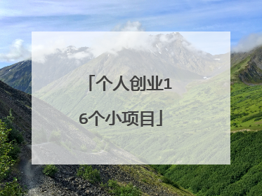 个人创业16个小项目