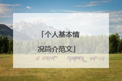 个人基本情况简介范文